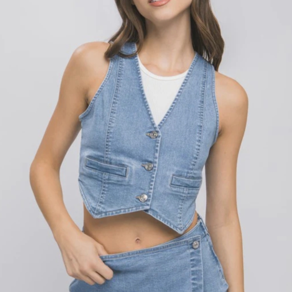 Stylish Blue Denim Vest